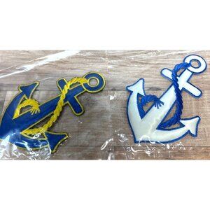 Anchor Sew-On Or Iron-On Patches Set Of 2 Blue & Yellow Nautical Appliques By Co